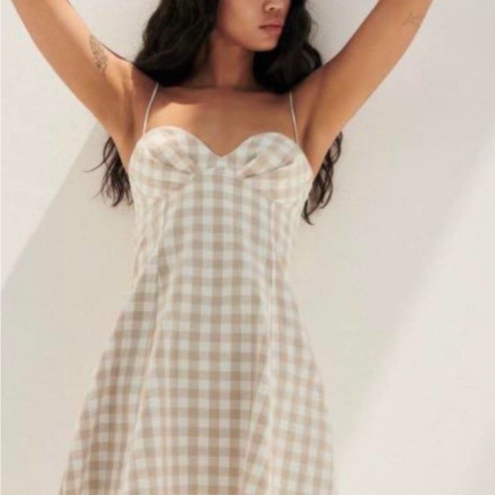 Zara Beige Checkered Dress